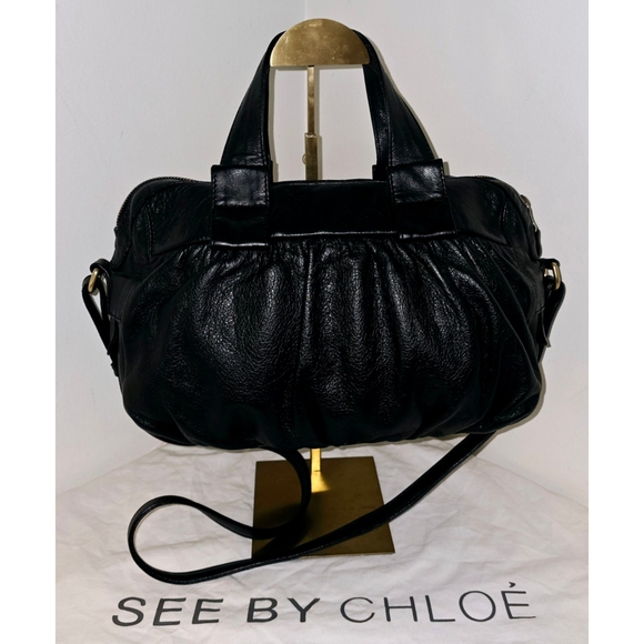 See by Chloe Black Leather Weekender Crossbody Satchel Bag - Picture 2 of 8